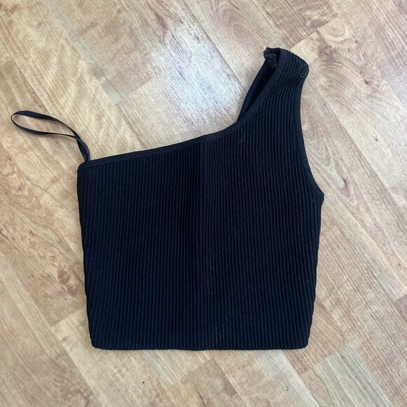 Sculpt Knit One-Shoulder Cropped Tank - Picture 2 of 3
